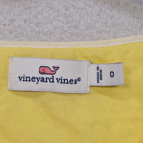 Vineyard Vines Embroidered Shift Dress Womens 0 Yellow Cotton Lined Summer - Picture 3 of 11